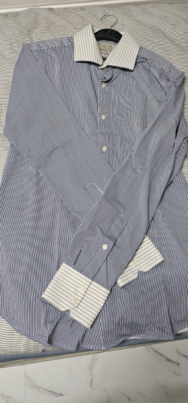 Golden &Tailors Slim Fit Comfort Strech Blue stripe shirt 