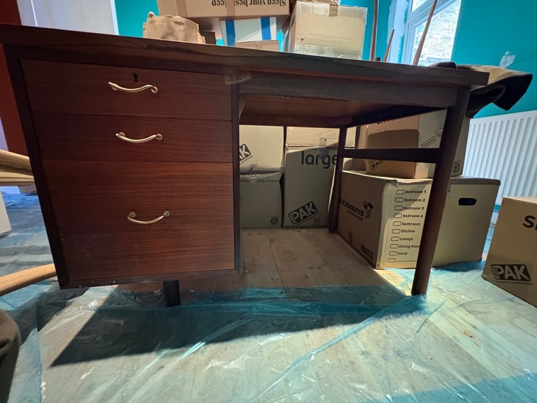 Vintage Rosewood-Style Desk — Solid Buil