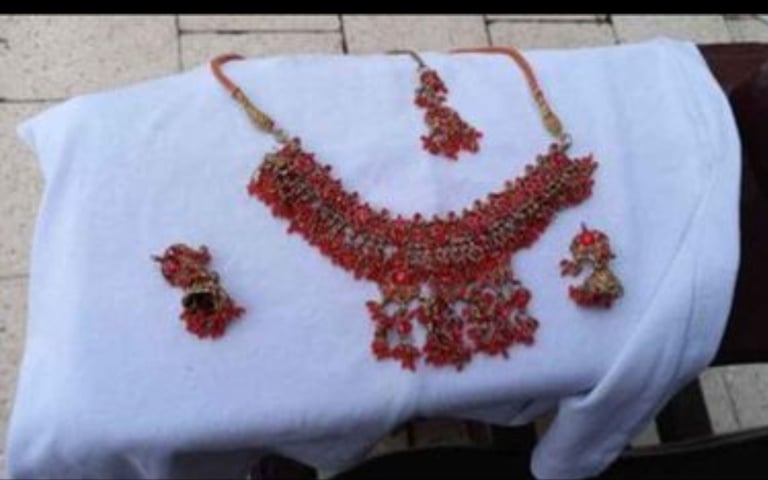 Red and Gold indian pakistani wedding occasion artificial jewelry set