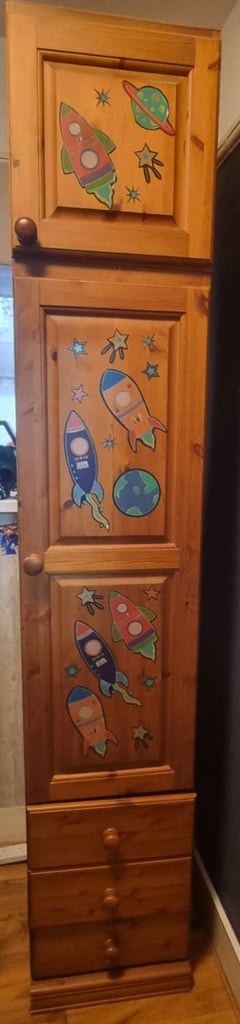 image for Tall slim cupboard with drawers hanging rail and separate storage 