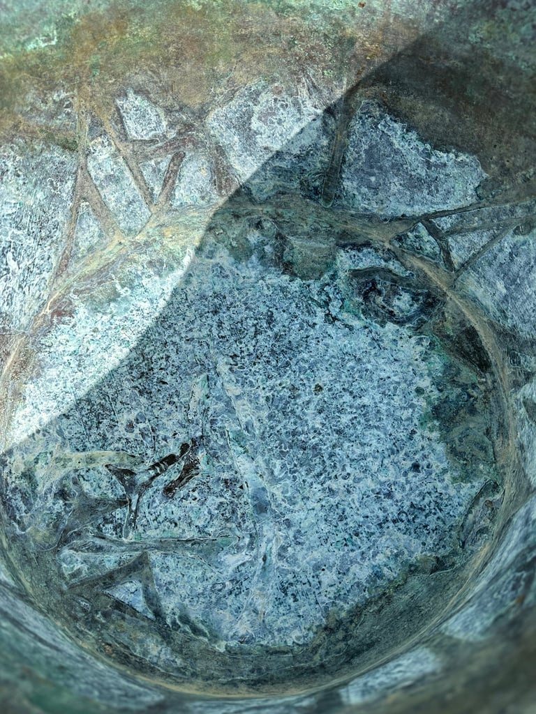 LARGE ANTIQUE FRENCH COPPER CAULDRON & STAND, LOG BUCKET, PLANTER, L58cm - 1900s - WILL POST!