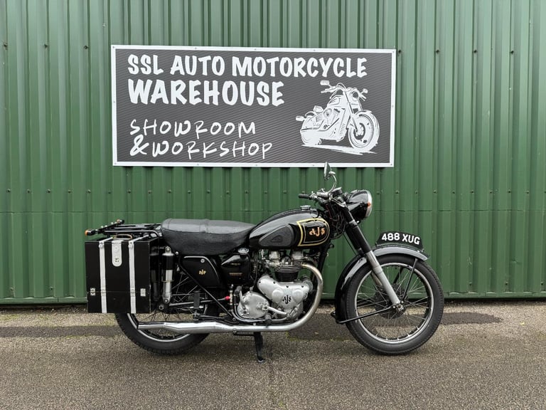 AJS Model [Phone number removed]cc Twin Black Original AJS Panniers Nice Usable Example