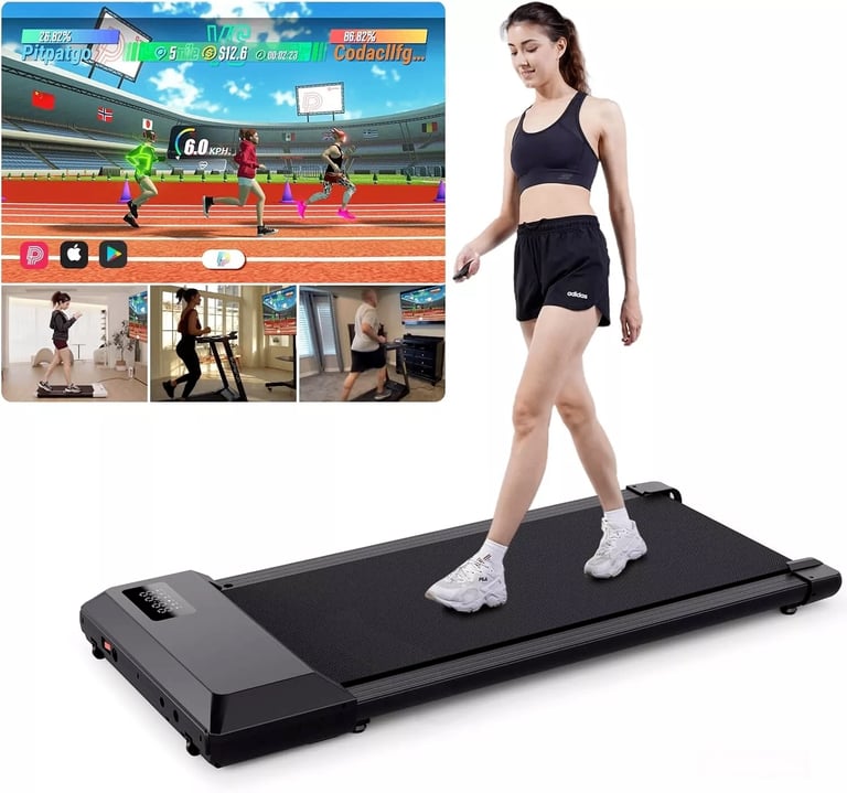 image for DeerRun Under Desk Treadmill Walking Pad for Home, 1864W Walking Machine with AP
