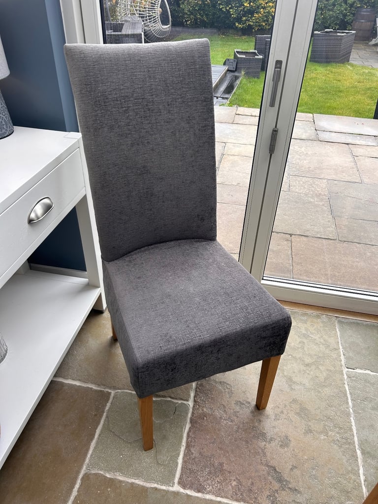 Grey dining chairs x 8