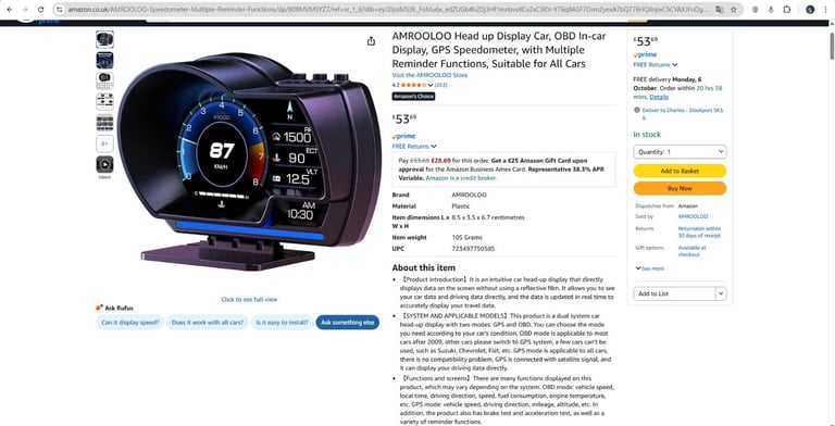Car OBD and GPS Smart Gauge Display