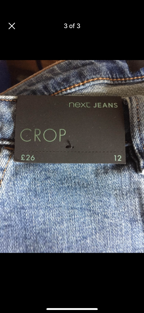 (255) Next crop jeans, size 12, new