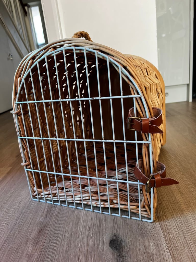 🧺 Vintage Wicker Pet Carrier / Cat or Small Dog Basket 🐾