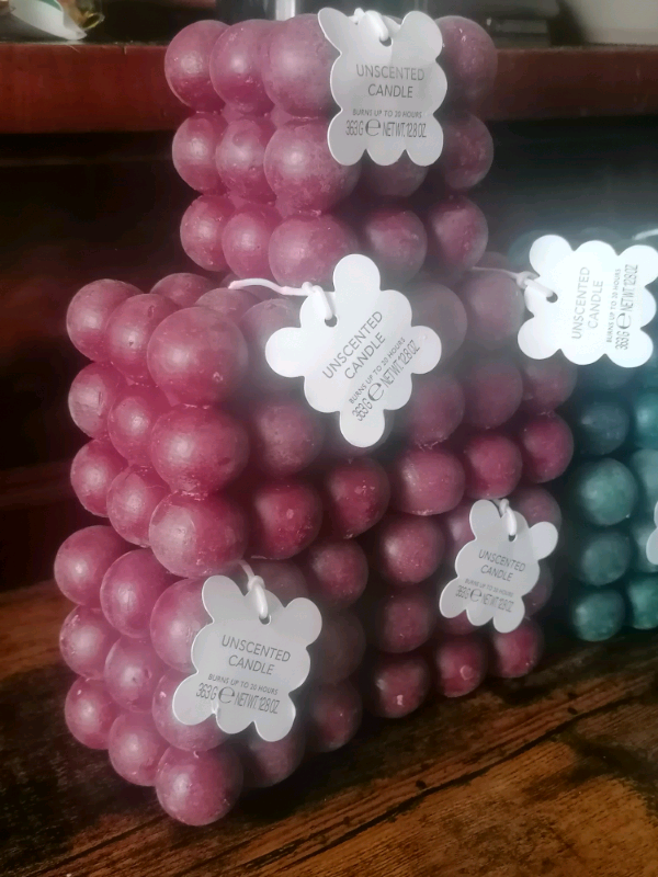 Unscented candle 9-Pieces (burns up to 20Hrs).green and cherry colours