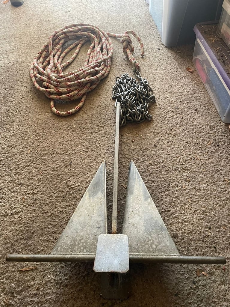 image for 14kg DANFORTH STYLE SPADE ANCHOR + 5meter CHAIN & 18meter ROPE 
