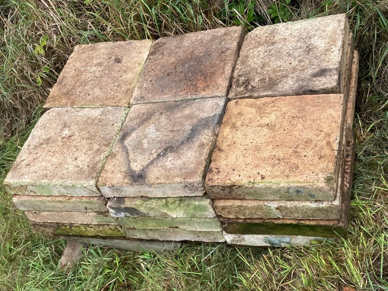 Victorian clay large  buff coloured floor tiles for conservatory/ greenhouse for sale. Reclaimed