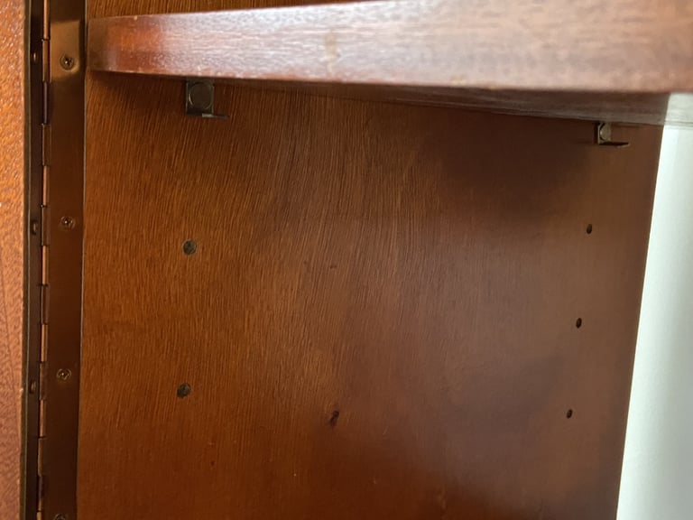 Drinks cabinet with hinged lift up lid, shelf and 2 drawers
