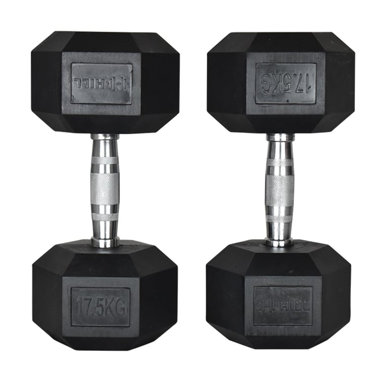 Hill Icon Rubber Hex Dumbbell Set 2.5kg - 20kg - Weights Gym