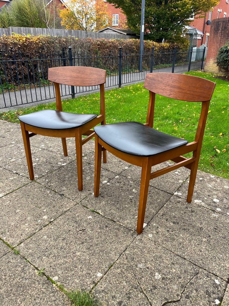 Pair of Beautility teak dining chairs (delivery available)