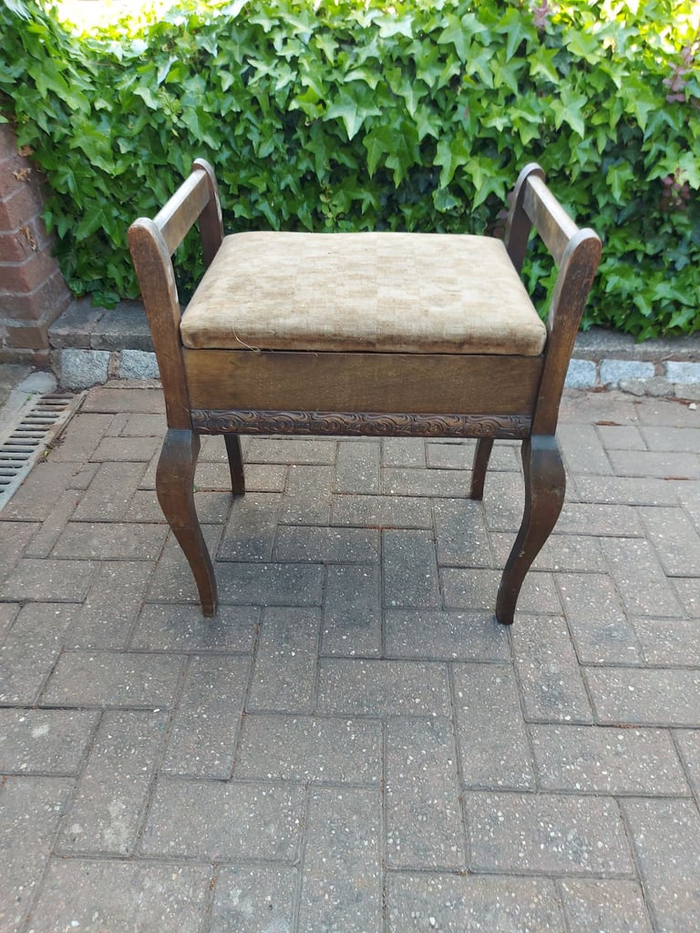 Antique piano stool with storage 
