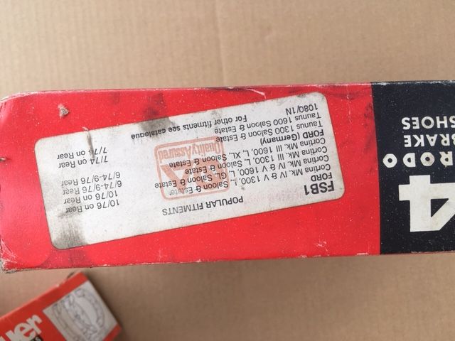 Ford Cortina 1300 & 1600 REAR brake shoes NOS (New Old Stock) still boxed