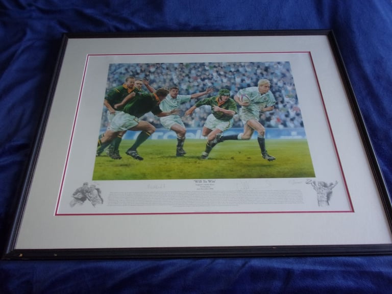 'Will to Win' England vs. South Africa Rugby Signed Limited Edition Framed Print