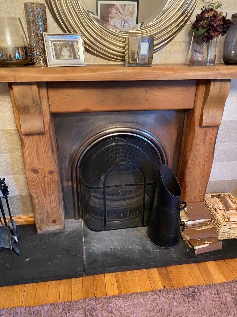 Wooden Fire Surround and Inset. 