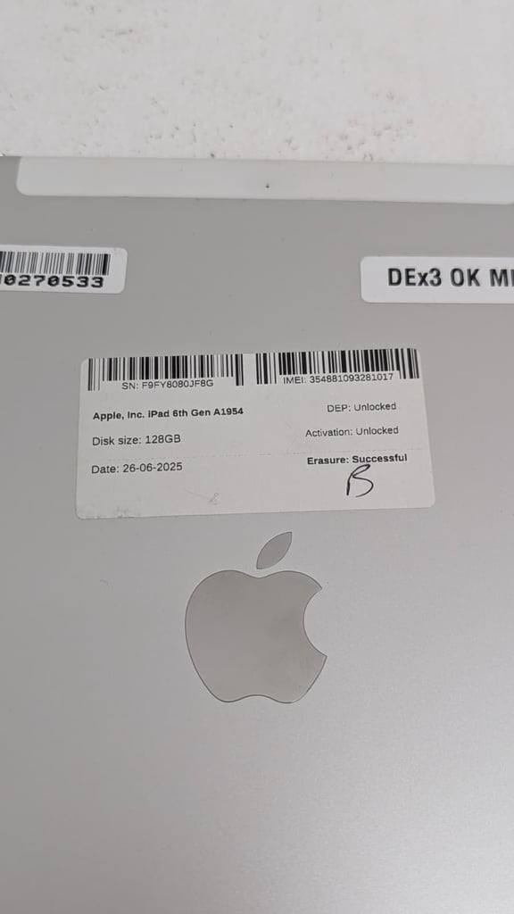 Apple iPad 6th Gen A1954 |128GB Storage | Wi-Fi | iPadOS | Ideal for Students & Professionals