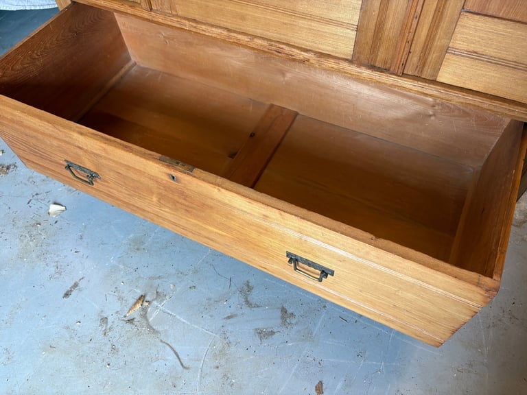 Antique Pine Double Wardrobe with mirror