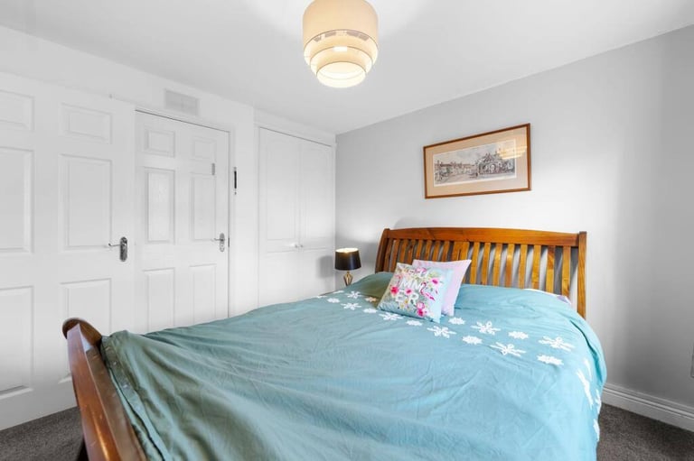 King Size Wooden Bed Frame with Mattress – £120 (Bathgate, Pick Up Only)