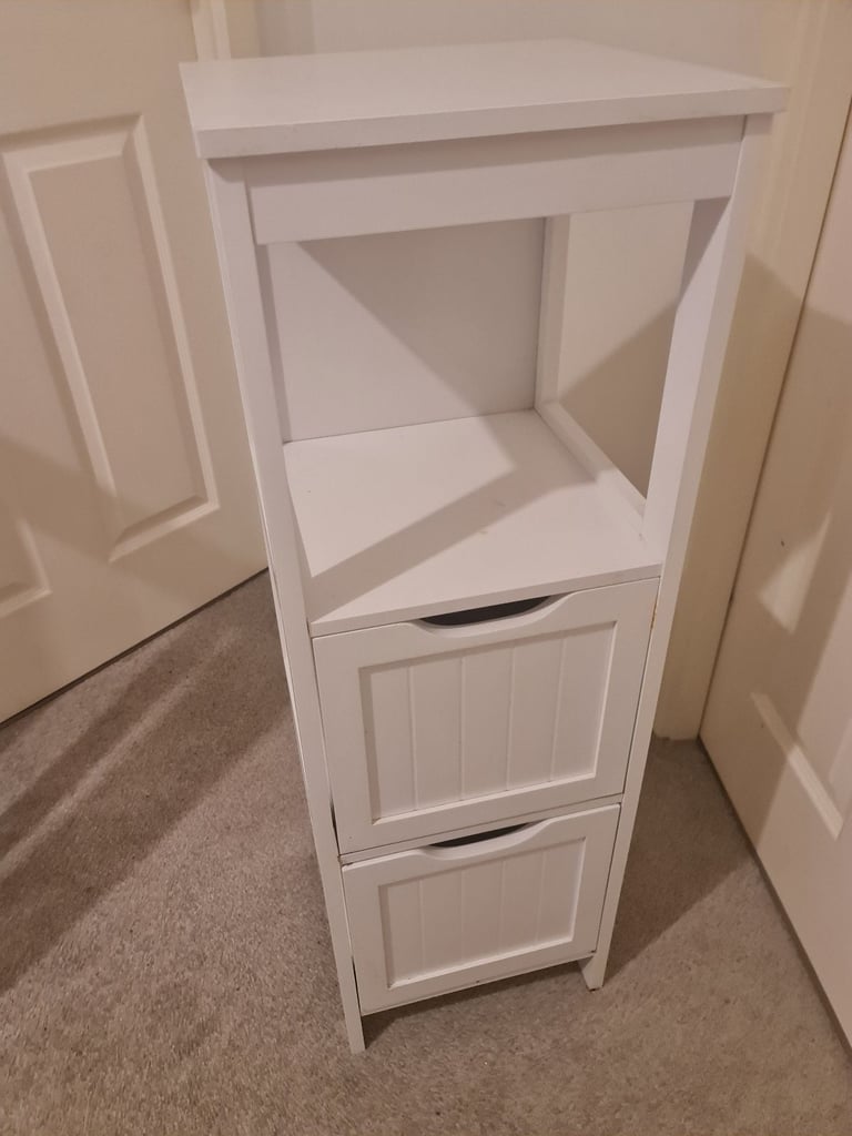 White Freestanding Storage Unit with Drawers 