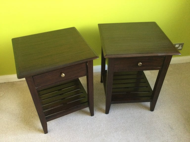 Solid brown wood bedside/ side tables