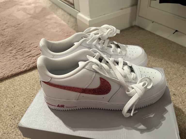 Pink glitter customised Nike Airforce 1 trainers size 6 BNIB