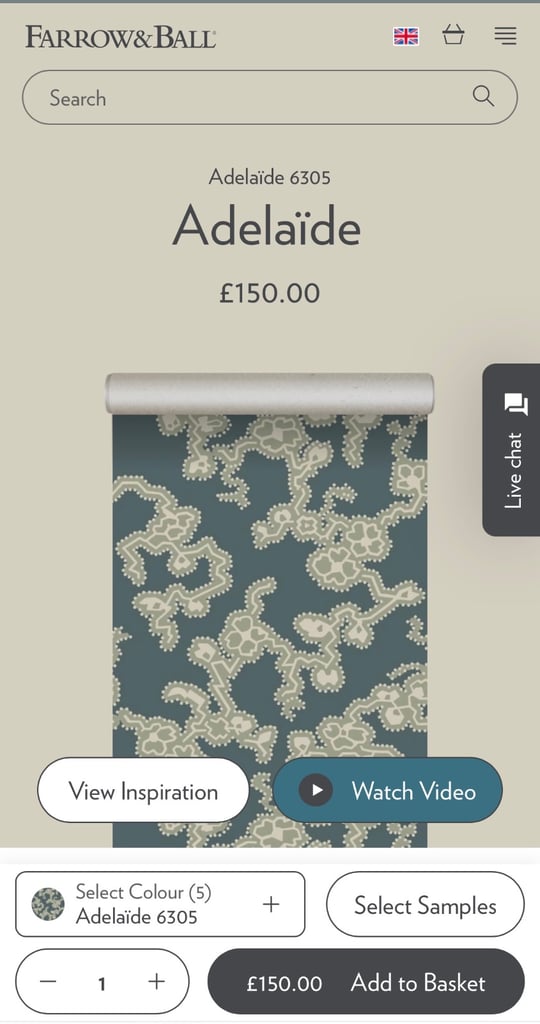 image for Farrow and Ball Adelaide wallpaper new  was £150