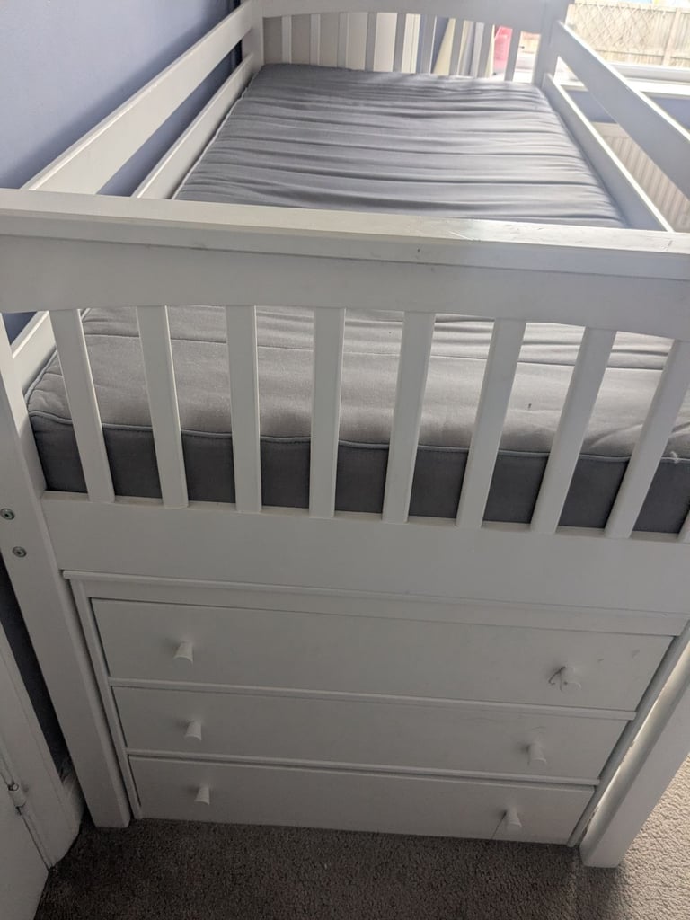 White cabin bed with storage 