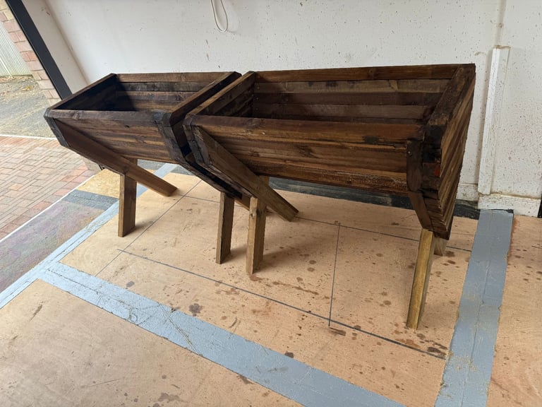 image for Pair of Treated Garden Vegetable Trug Planters