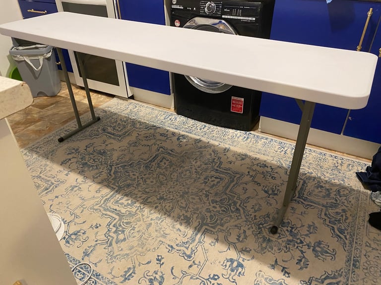 image for White crafting folding table 6foot long x 18 inches depth x 28 inches high