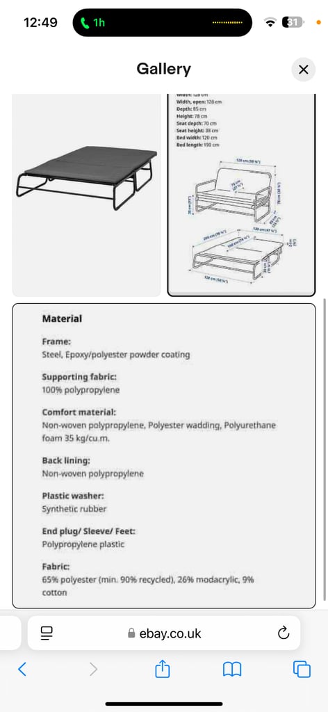 IKEA sofa bed, foldable frame