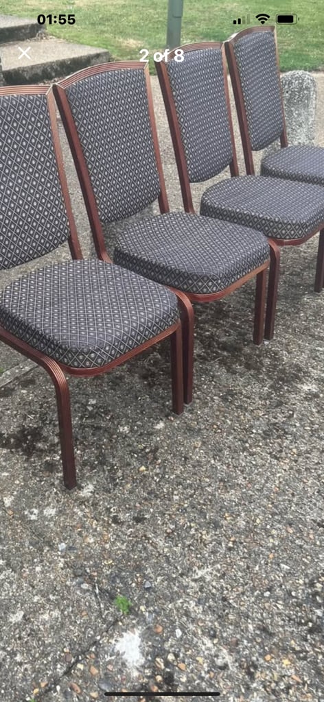 Set of 8 padded, sturdy, stacking chairs