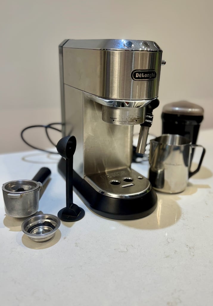 image for DeLonghi espresso machine with milk frother plus free milk jug and coffee grinder