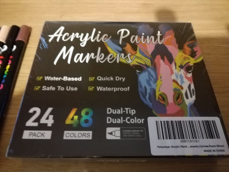 image for Acrylic Paint Pens, New and sealed, 24 Pens, 48 Colours, Waterproof, Quick Dry and safe to use.