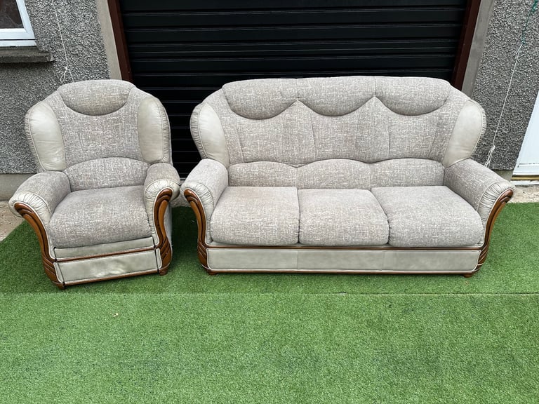 image for 3 seater Italian sofa & manual recliner armchair 