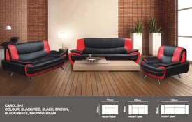 Different Color Options in 3 and 2 Seater Faux Leather Carol Sofa Set