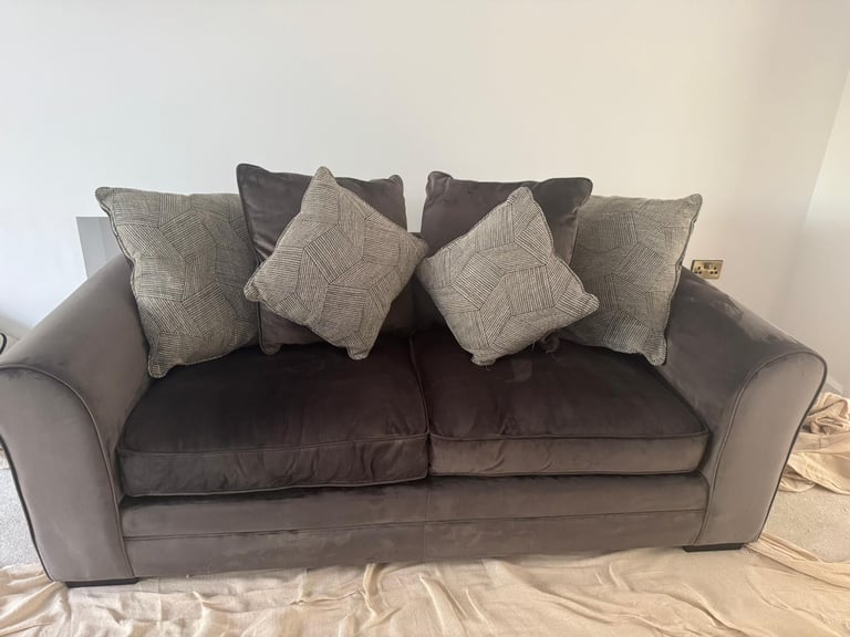 image for 2x grey suede sofa’s