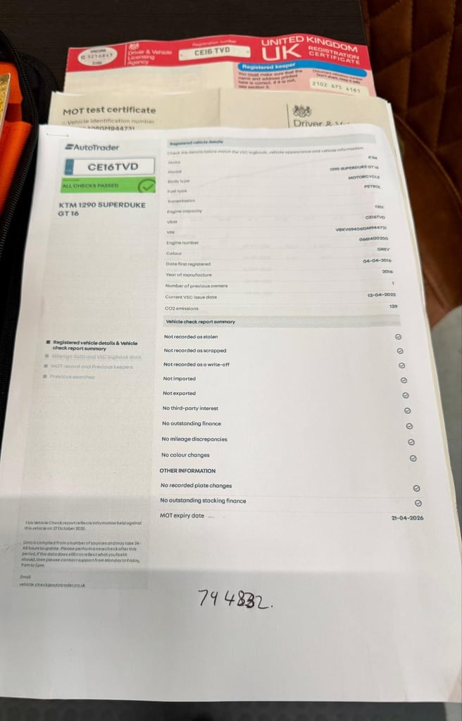 KTM 1290 Super Duke GT / 2016 model / covered 28.3k miles 