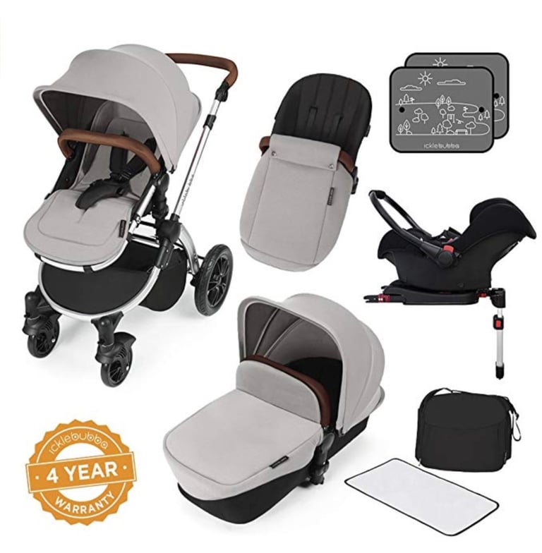 image for Ickle Bubba Stomp V3 All In One Baby With Isofix Base Silver NEW