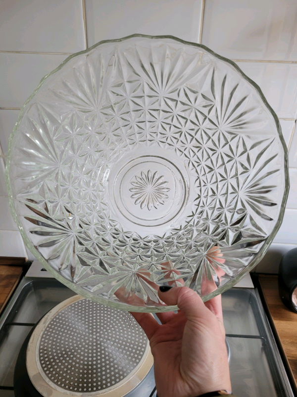 image for Vintage Oversized Glass Fruit Bowl 