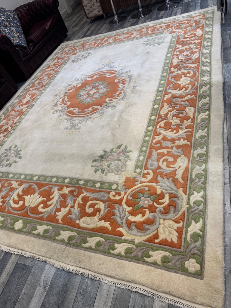 Extra large handmade oriental rug 370x 280 cm