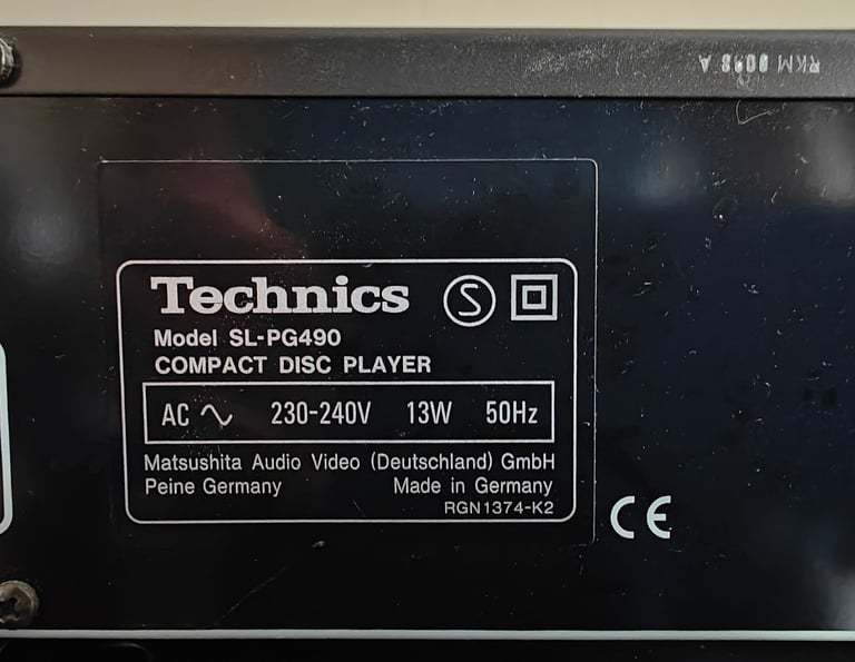 Technics SL-PG490 CD Compact Disc Player Original Box & Power Cable