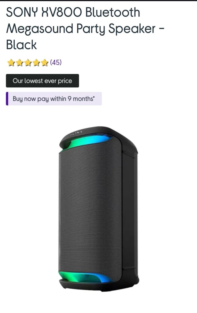 SONY SRS - XV800 OUTDOOR PARTY & KARAOKE SPEAKER RAIN & WATERPROOF