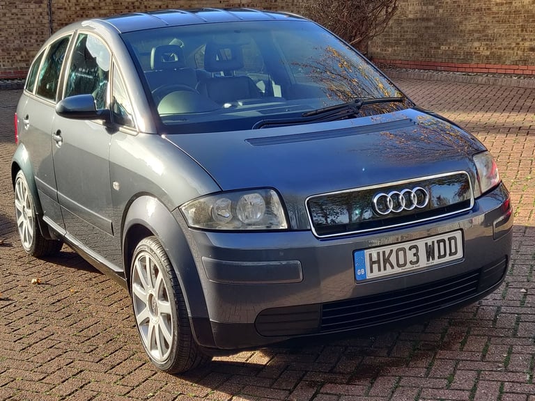 AUDI A2 1.6 FSI SPORT 2003 03 REG GREY / LETHER 5 DOORS 5 SPEED MANUAL A/C 60K MILES ULEZ FREE
