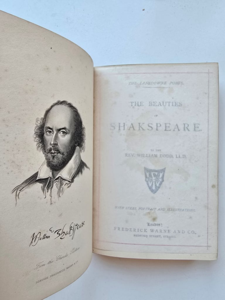 Antique 1800s/1900s Landsowne Poet's Beauty of Shakespeare By Rev. Dodd