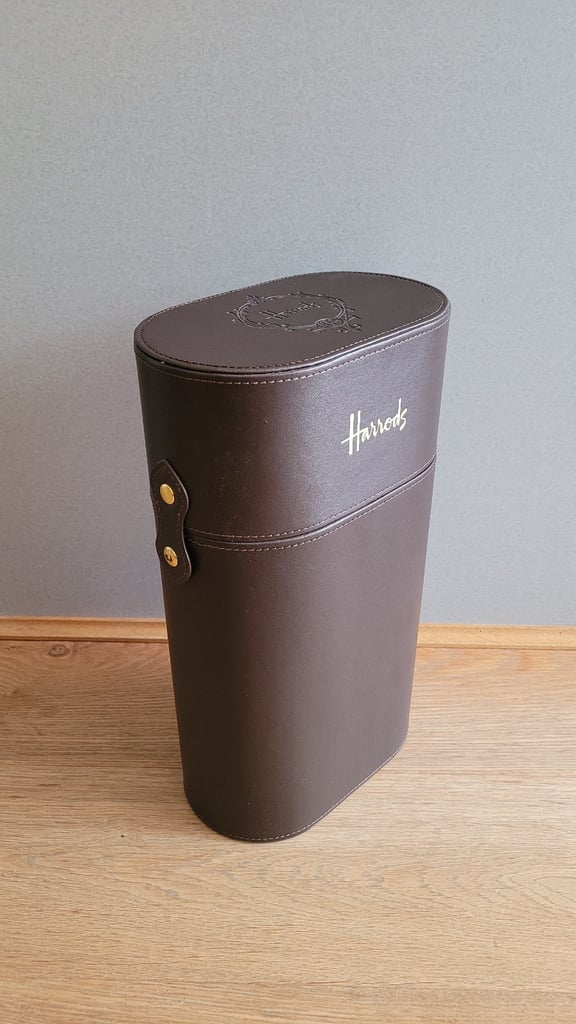 Genuine Harrods Brown Leather Finish holder for 2 bottles