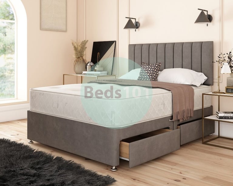 image for Brand DIVAN 4FT Small Double Bed Base With Mattress & Storage Drawers >>>> Amazing Price 20% Off >>
