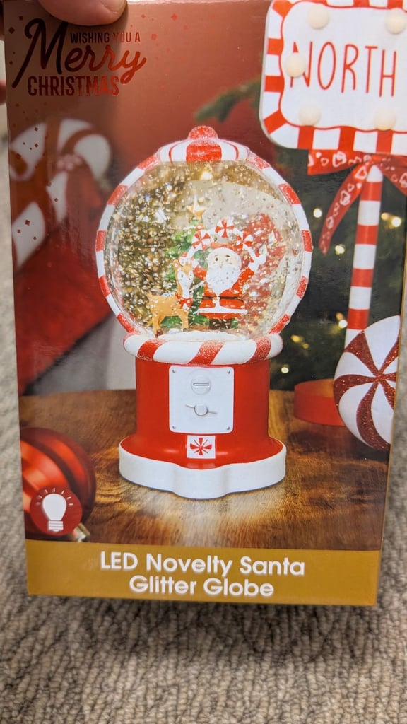 image for LED Novelty Santa Glitter Globe - Red