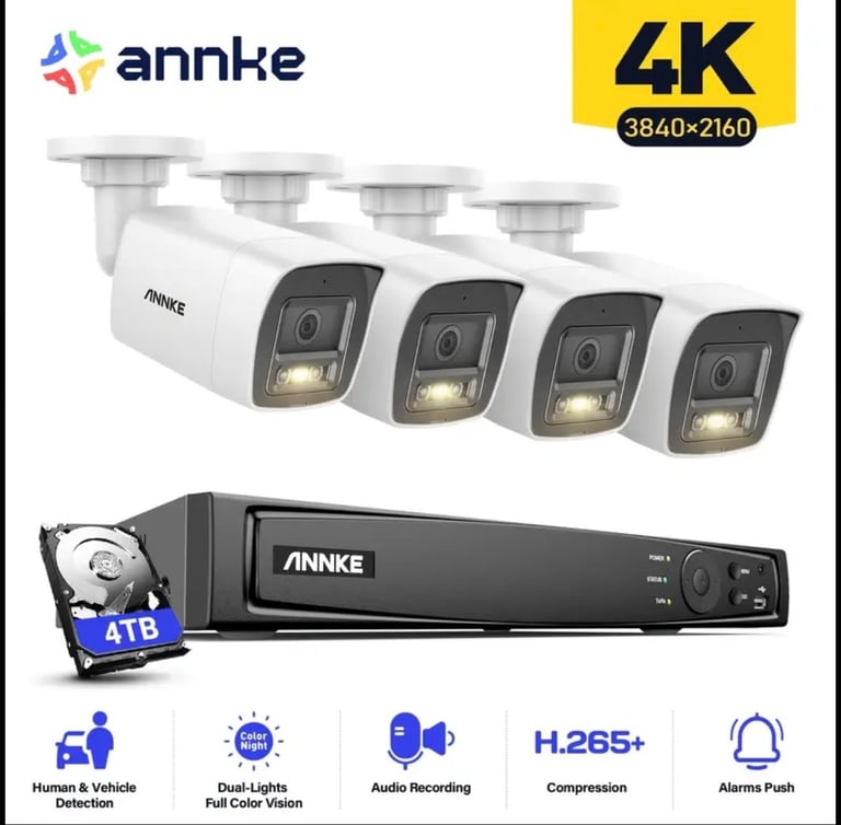 ANNKE 4K Color CCTV Camera System 12MP 8CH POE IP NVR Person /Vehicle Detection